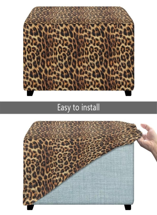 غطاء عثماني قابل للطي من المخمل المطاطي بنقشة جلد النمر البني من تالايتوس، مناسب لكرسي تخزين مستطيل قابل للطي، غطاء عثماني يسمح بمرور الهواء، غطاء كرسي صغير لغرفة المعيشة - Image 4